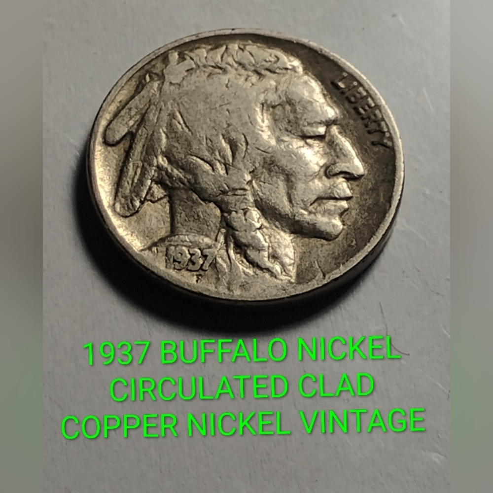 ✅‼️1937 Buffalo Nickel Coin CLAD CIRCULATED VINTAGE 👍